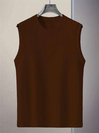 Men's Sleeveless Casual Tank Top – Modern Textured Design, Summer Leisure Shirt