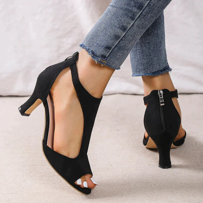 Women's high-heeled sandal with T-strap for elegant occasions and celebrations