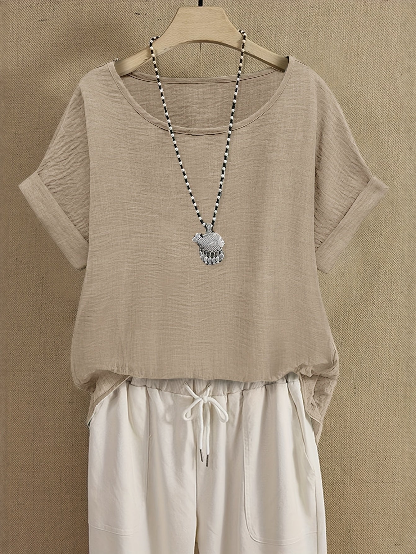 Women's Summer Blouse Short Sleeve Loose Elegant Casual Top