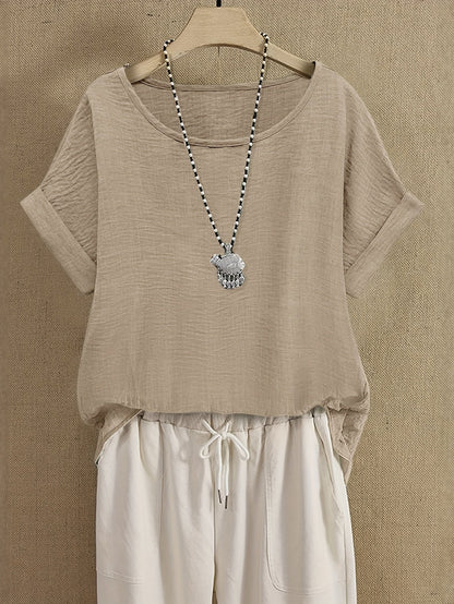 Women's Summer Blouse Short Sleeve Loose Elegant Casual Top