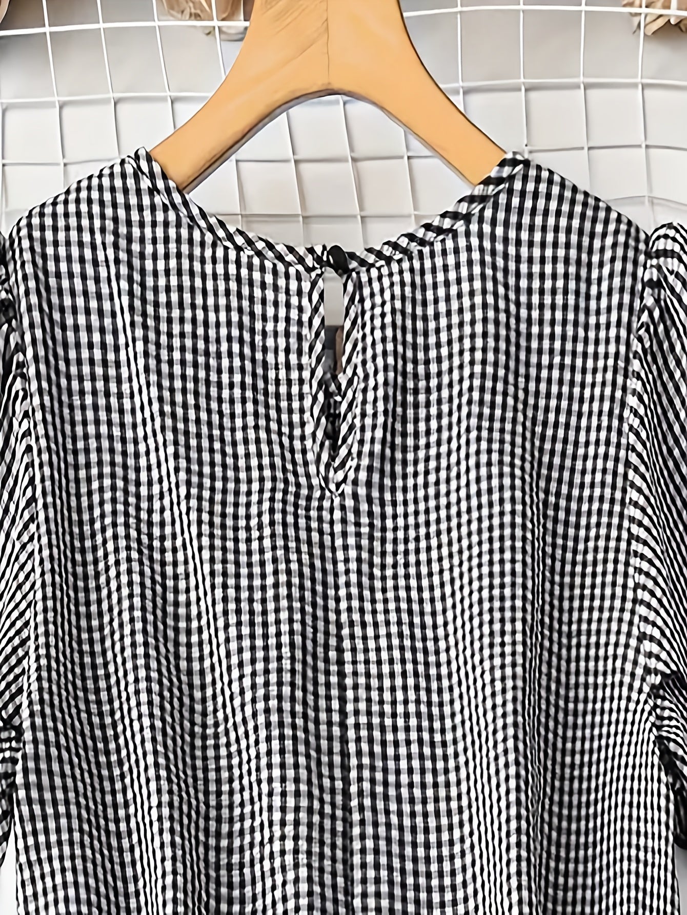 Women's Summer Casual Outfit – Checked Top with Denim Shorts and Sneakers – Perfect for Garden & Everyday Wear