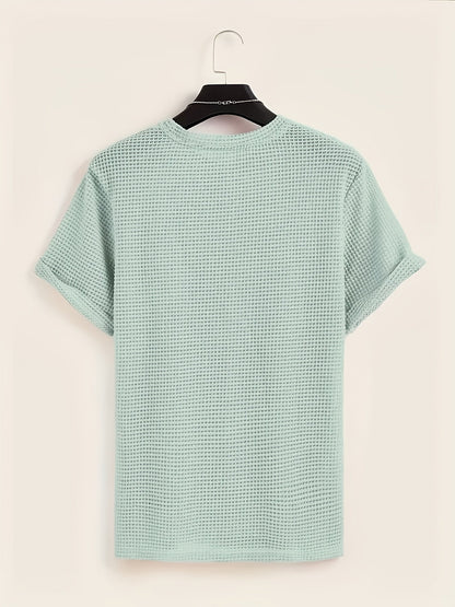 Men's short-sleeve T-shirt with modern mesh design and casual style