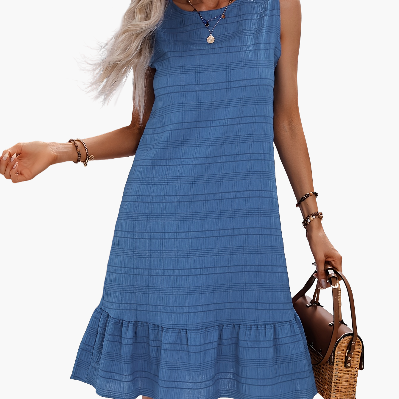 Damen Sommerkleid A-Linie mit Volant – Stilvolles Freizeitkleid für Urlaub und Alltag