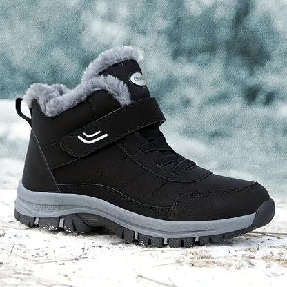 Winterstiefel gefüttert mit Klettverschluss und Schnürung, rutschfeste Sohle