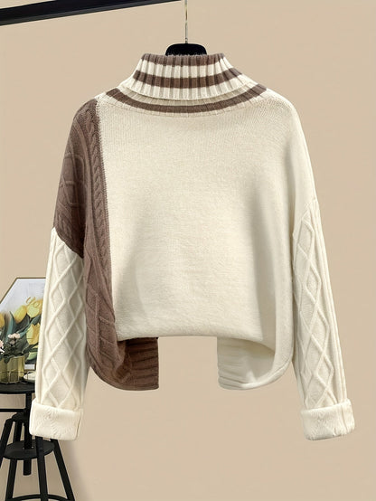 Women's knitted set with a turtleneck sweater and midi skirt