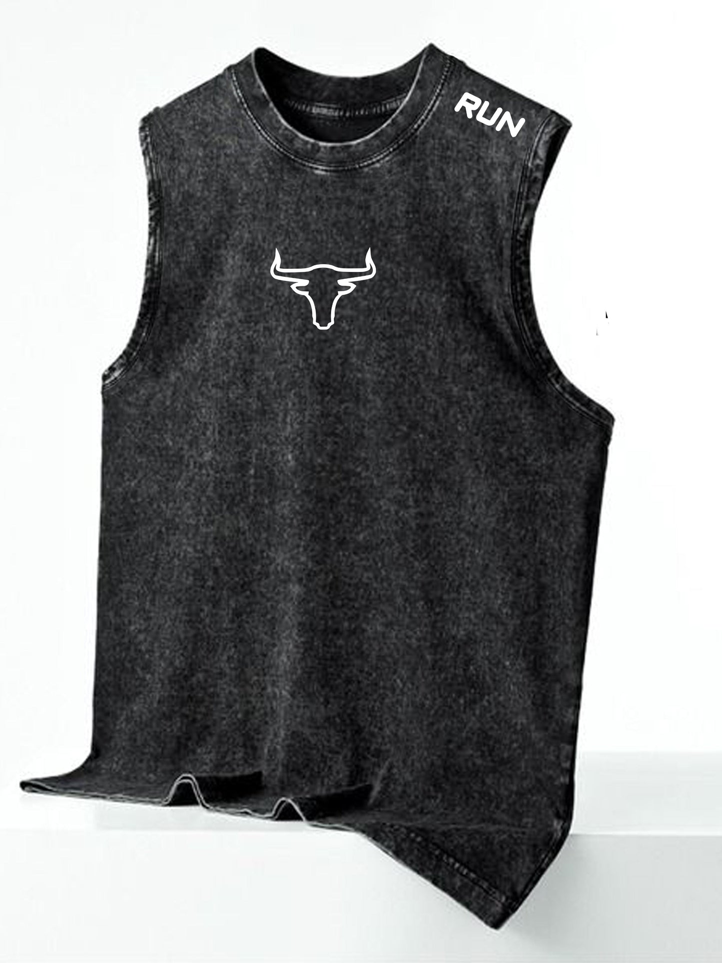 Men's Vintage Street Style Sleeveless Shirt and Ripped Denim Shorts for Casual and Summer Wear