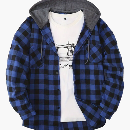 Men's Plaid Shirt with Hoodie in Casual Style – Perfect for Leisure and Everyday Wear