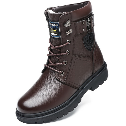 Men's winter boots, lace-up boots with a lug sole, black or brown, warm-lined