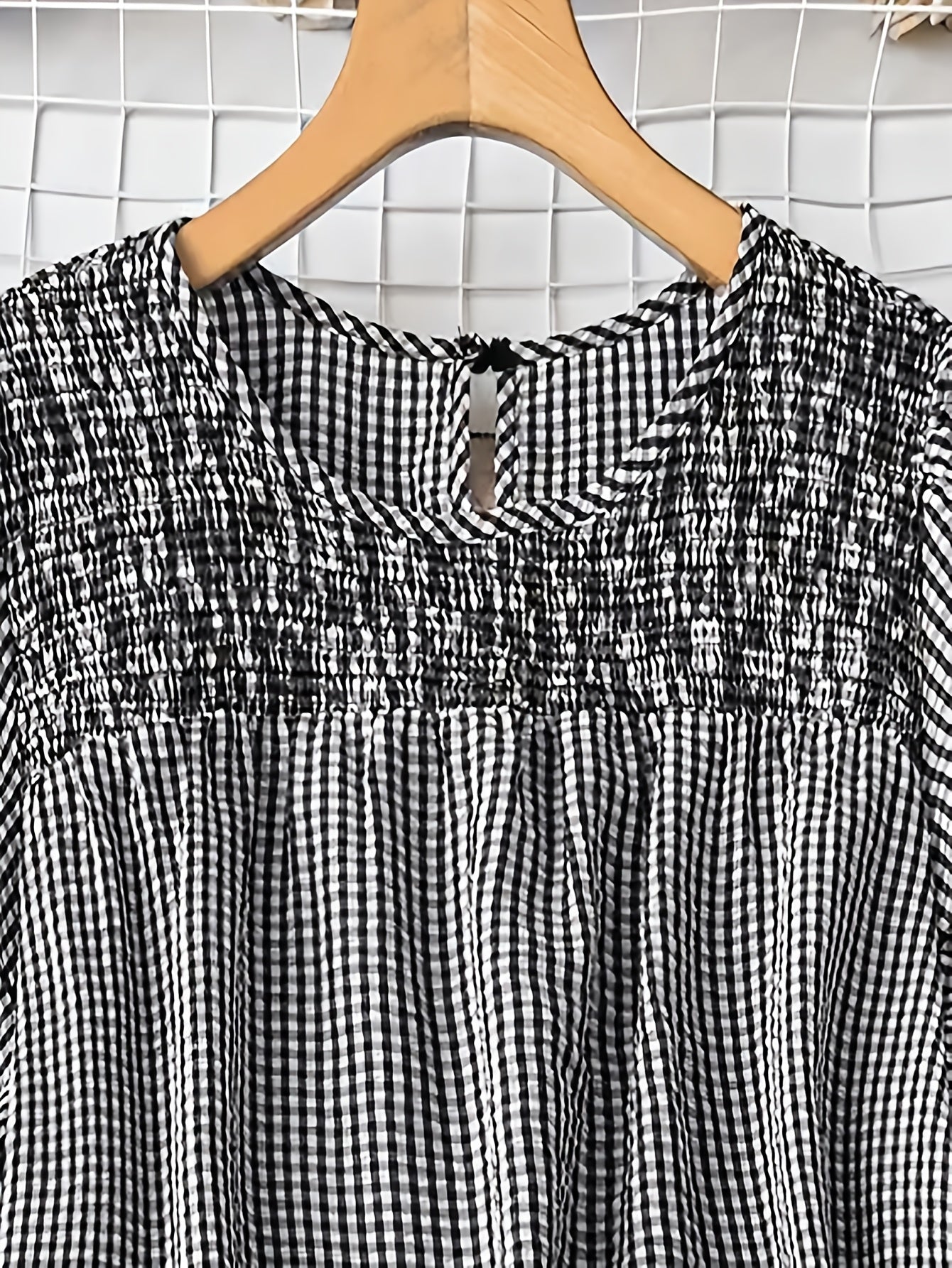 Women's Summer Casual Outfit – Checked Top with Denim Shorts and Sneakers – Perfect for Garden & Everyday Wear