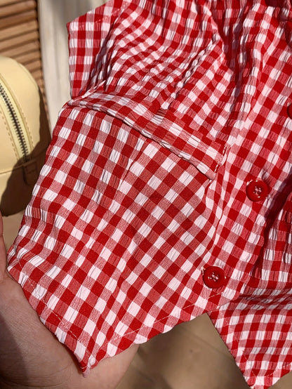 Women's Elegant Checked Vest in Vintage Style for Spring and Summer – Sleeveless, Short, Ideal for Everyday and Leisure Wear