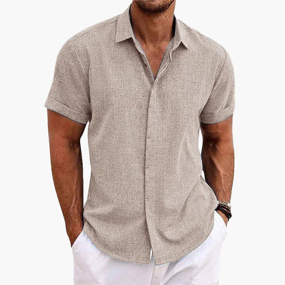 Men's Casual Short-Sleeve Shirt with Turn-Down Collar – Contemporary Summer Shirt for Everyday Life & Vacation