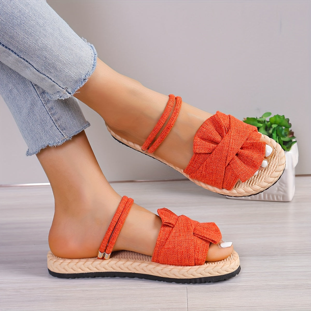 Women's summer sandals with bow and ankle strap – fashionable casual shoes for everyday wear & vacation