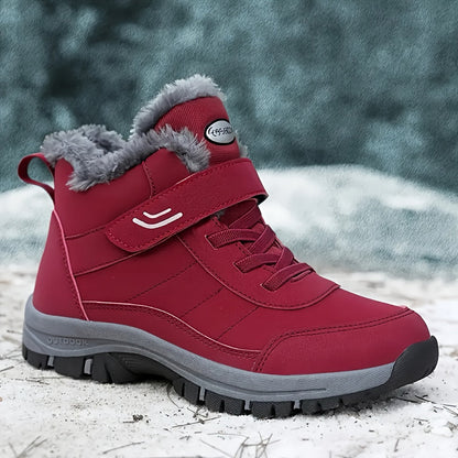 Winterstiefel gefüttert mit Klettverschluss und Schnürung, rutschfeste Sohle