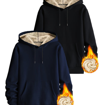 Hoodie set, 2-pack, with teddy lining; lined, warm hooded sweatshirt