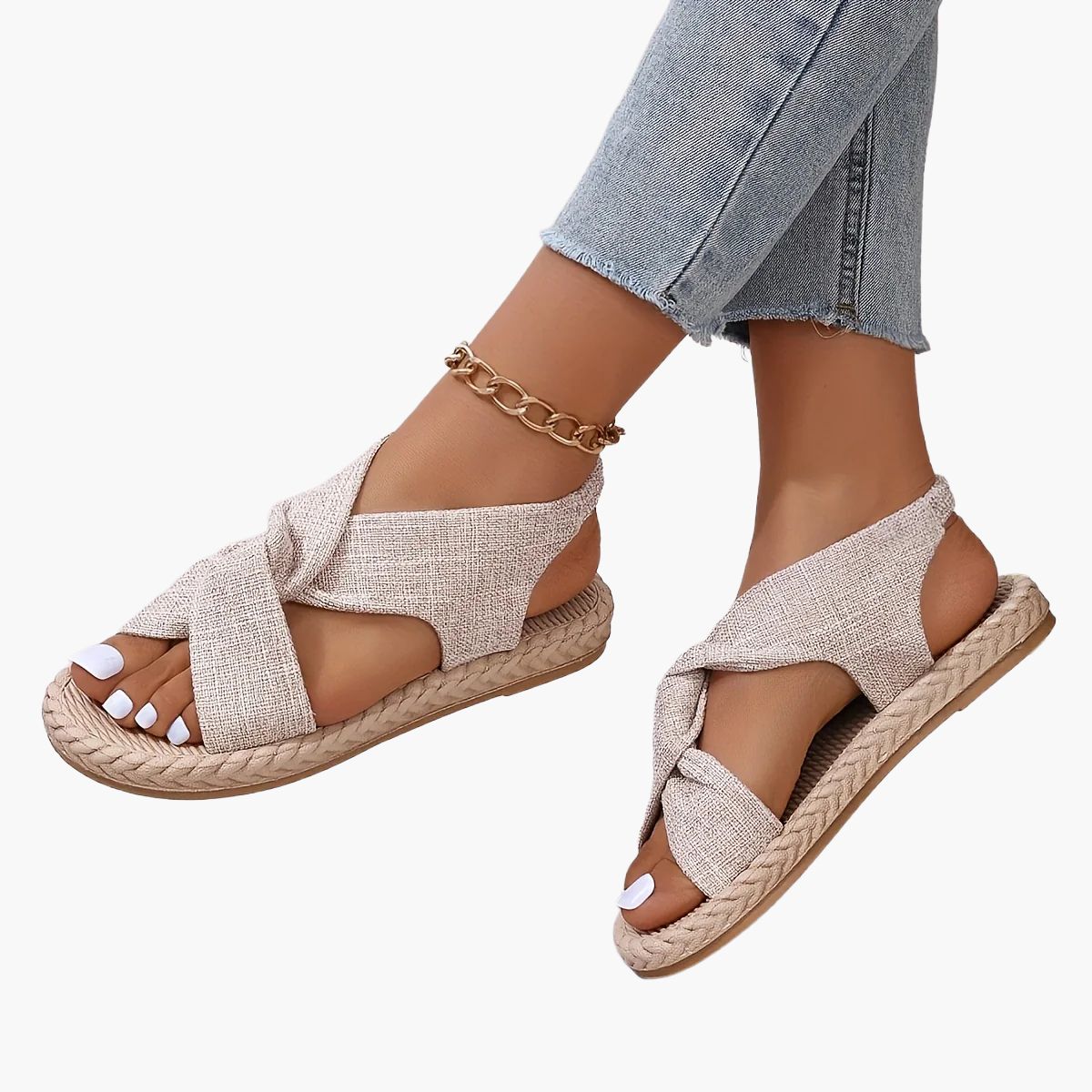 Damen Sommer-Sandalen mit Kreuzband und offener Zehenpartie – Modische Freizeitschuhe für Alltag und Urlaub