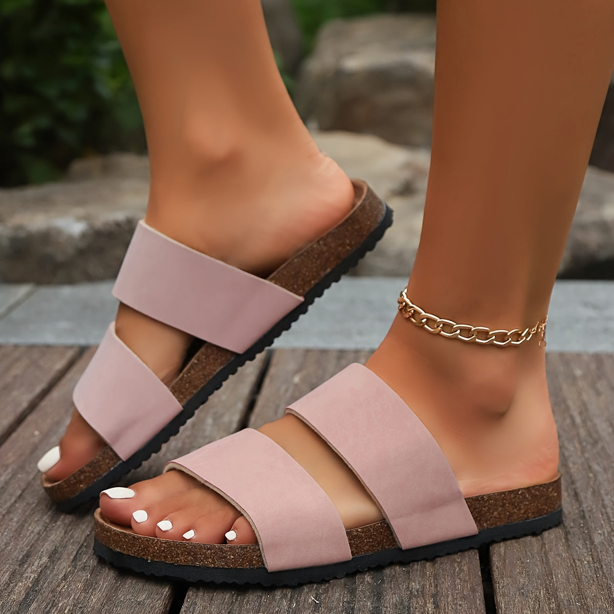 Women's Comfort Sandals with Double Straps – Fashionable Casual Shoes for Summer