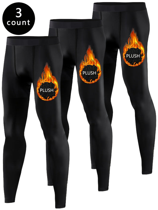 3-Pack Men’s Black Thermal Compression Pants