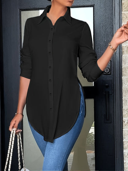 Women's Long-Sleeve Blouse Elegant Business Casual Shirt Tunic