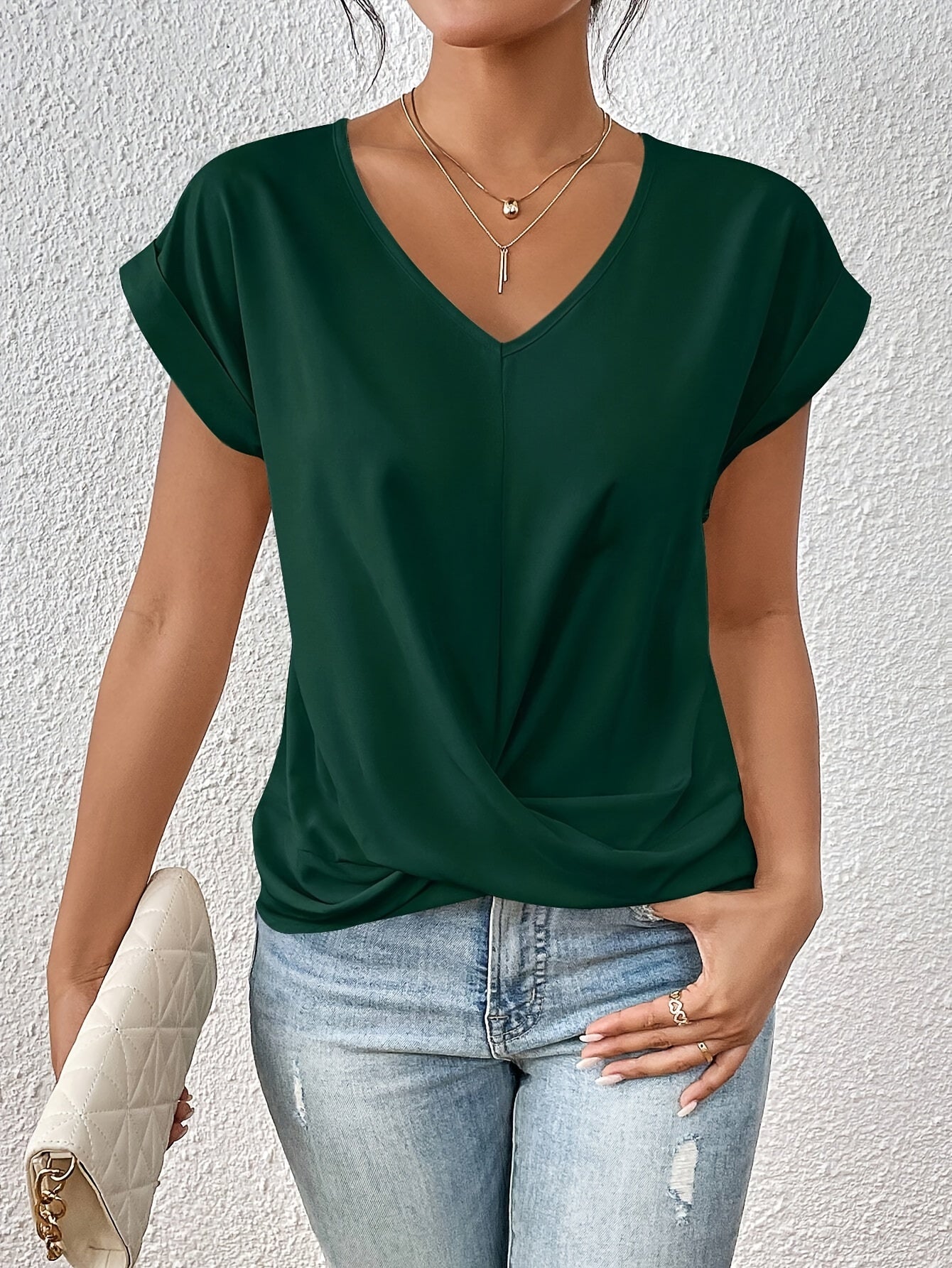 Women's Elegant Wrap Blouse with V-Neck for Everyday and Office