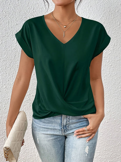 Women's Elegant Wrap Blouse with V-Neck for Everyday and Office