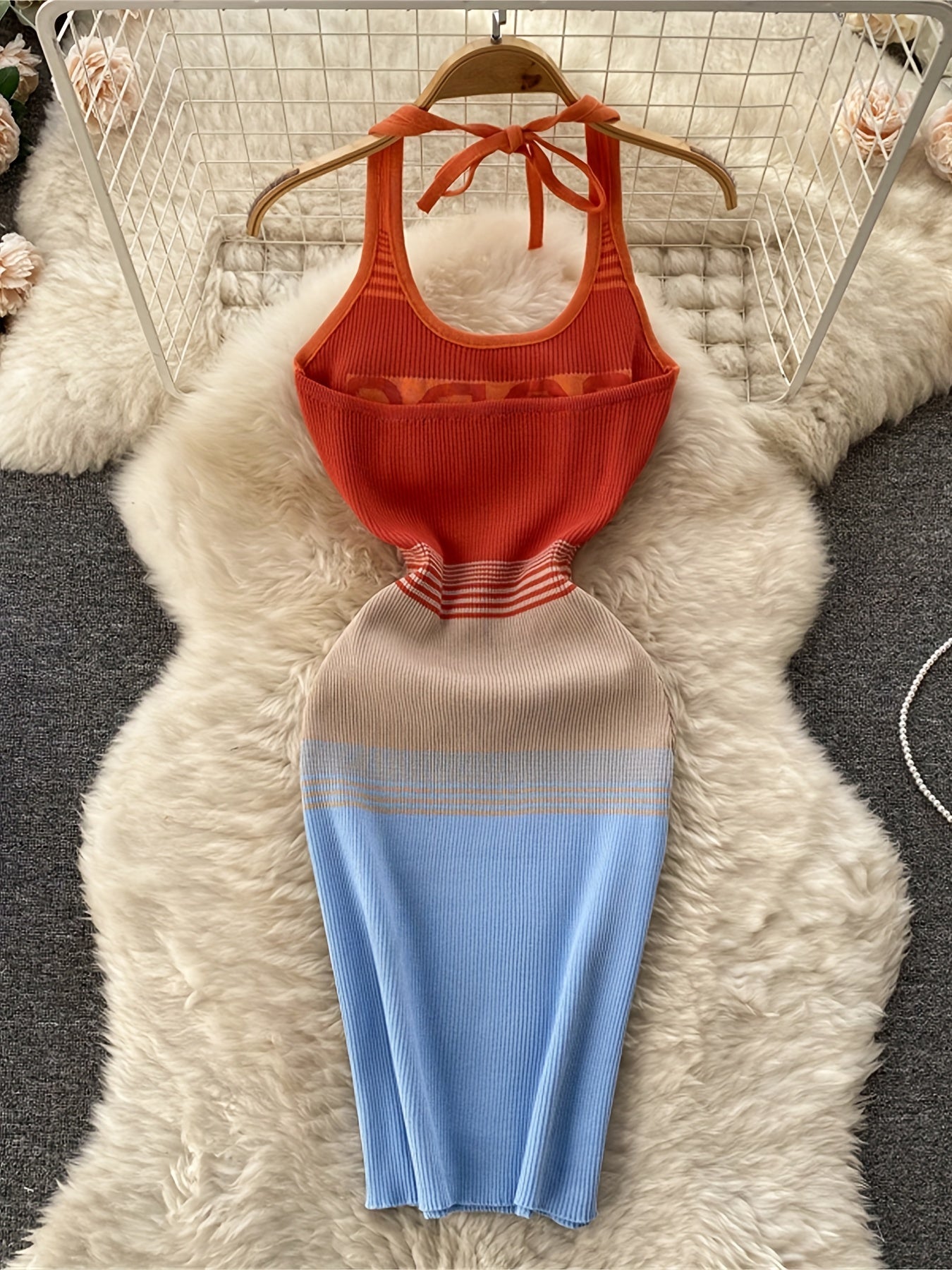 Women's Bodycon Streetwear Dress with Graphic Print and Colorblock Design for Casual & Festival