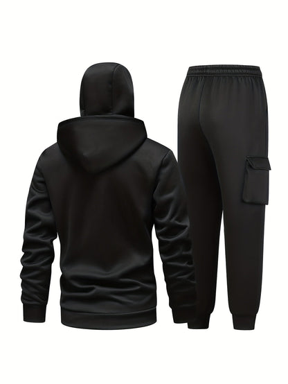 Unisex Trainingsanzug mit Kapuzenjacke und Balaclava-Design, Cargohose