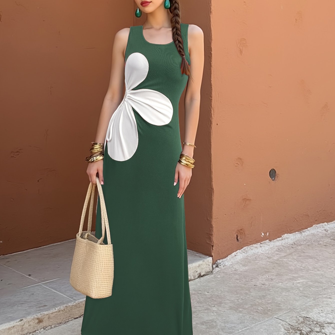Women's Bodycon Dress with Cut-Out and Floral Design – Summer Party & Casual Style