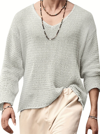 Herren Strickpullover V-Ausschnitt Lockerer Casual Style für Alltag und Freizeit
