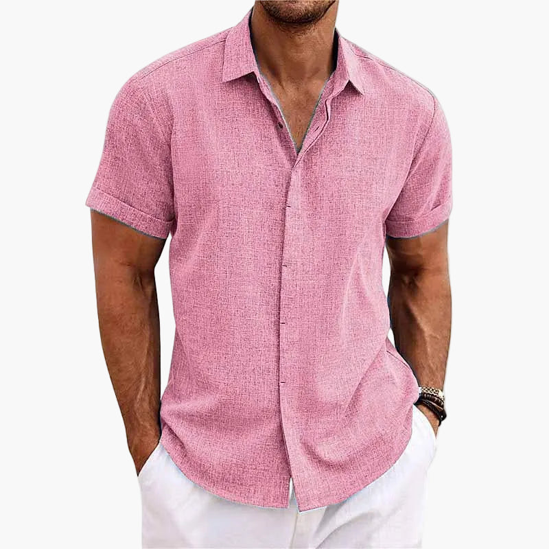 Men's Casual Short-Sleeve Shirt with Turn-Down Collar – Contemporary Summer Shirt for Everyday Life & Vacation