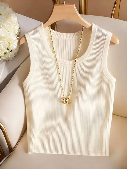 Damen Rippstrick Tanktop Elegant Basic Weste für Alltag und Büro