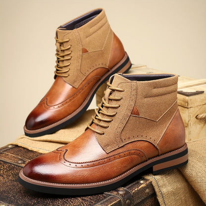 Men's ankle boots, brogues, lace-up boots, two-tone, business and casual