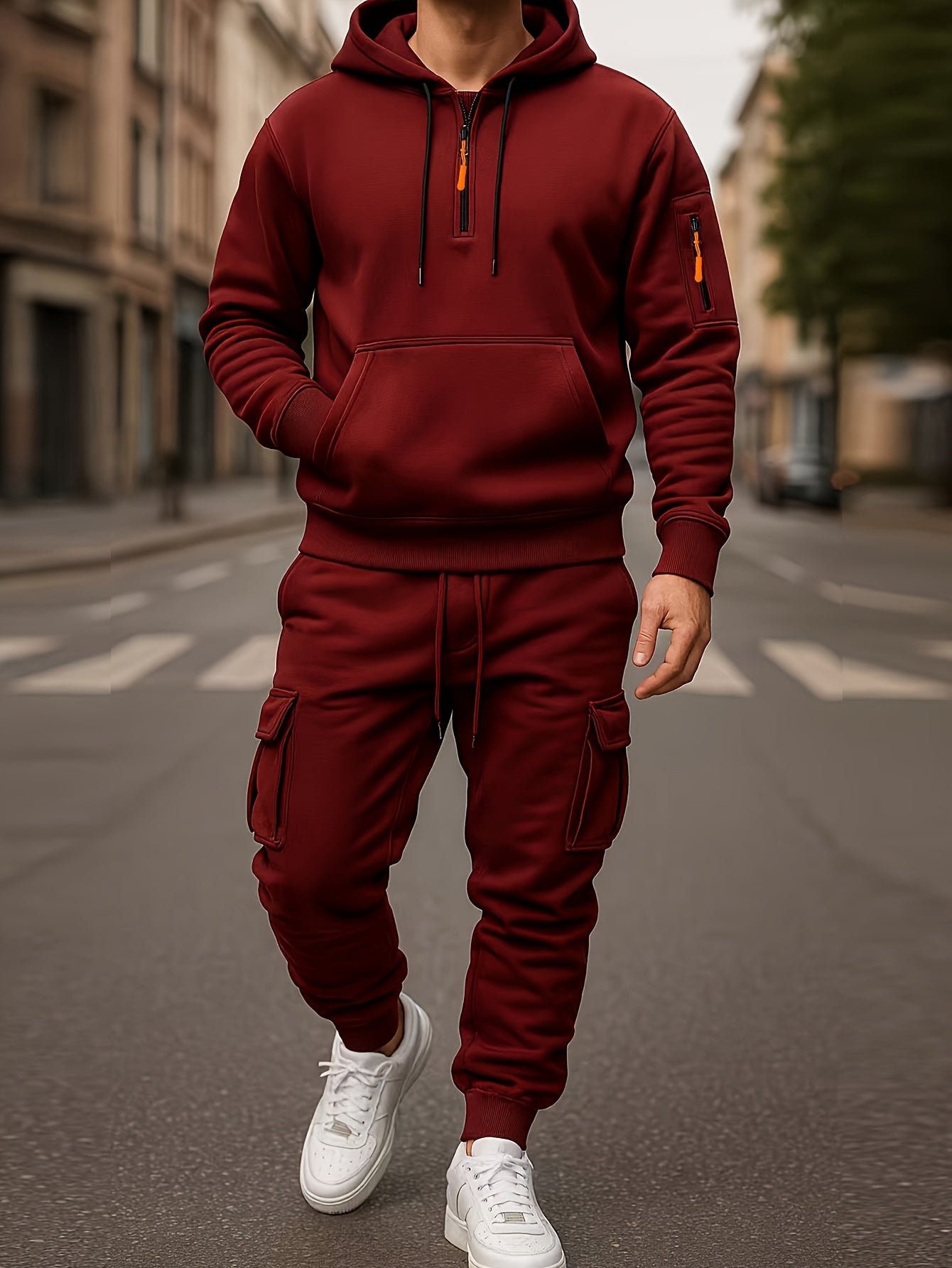 Men’s tracksuit with hoodie and cargo pants – sporty, casual, multicolored