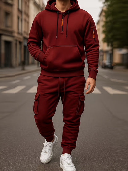 Men’s tracksuit with hoodie and cargo pants – sporty, casual, multicolored