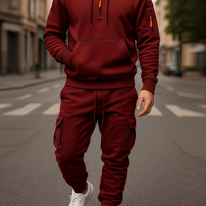 Men’s tracksuit with hoodie and cargo pants – sporty, casual, multicolored