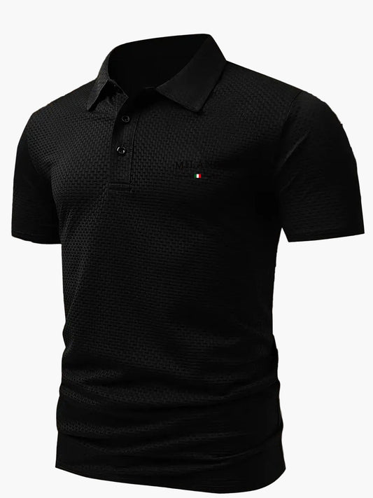 Men's Modern Casual Polo Shirt with Textured Pattern – Stylish Leisure Polo Shirt for Everyday and Office Wear