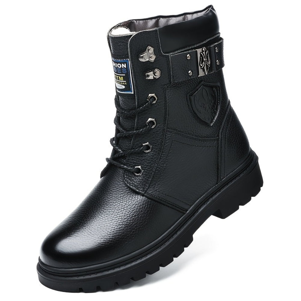 Men's winter boots, lace-up boots with a lug sole, black or brown, warm-lined