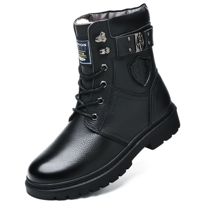 Men's winter boots, lace-up boots with a lug sole, black or brown, warm-lined