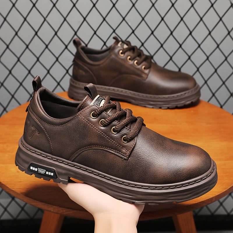 Men's black casual lace-up shoes with platform soles