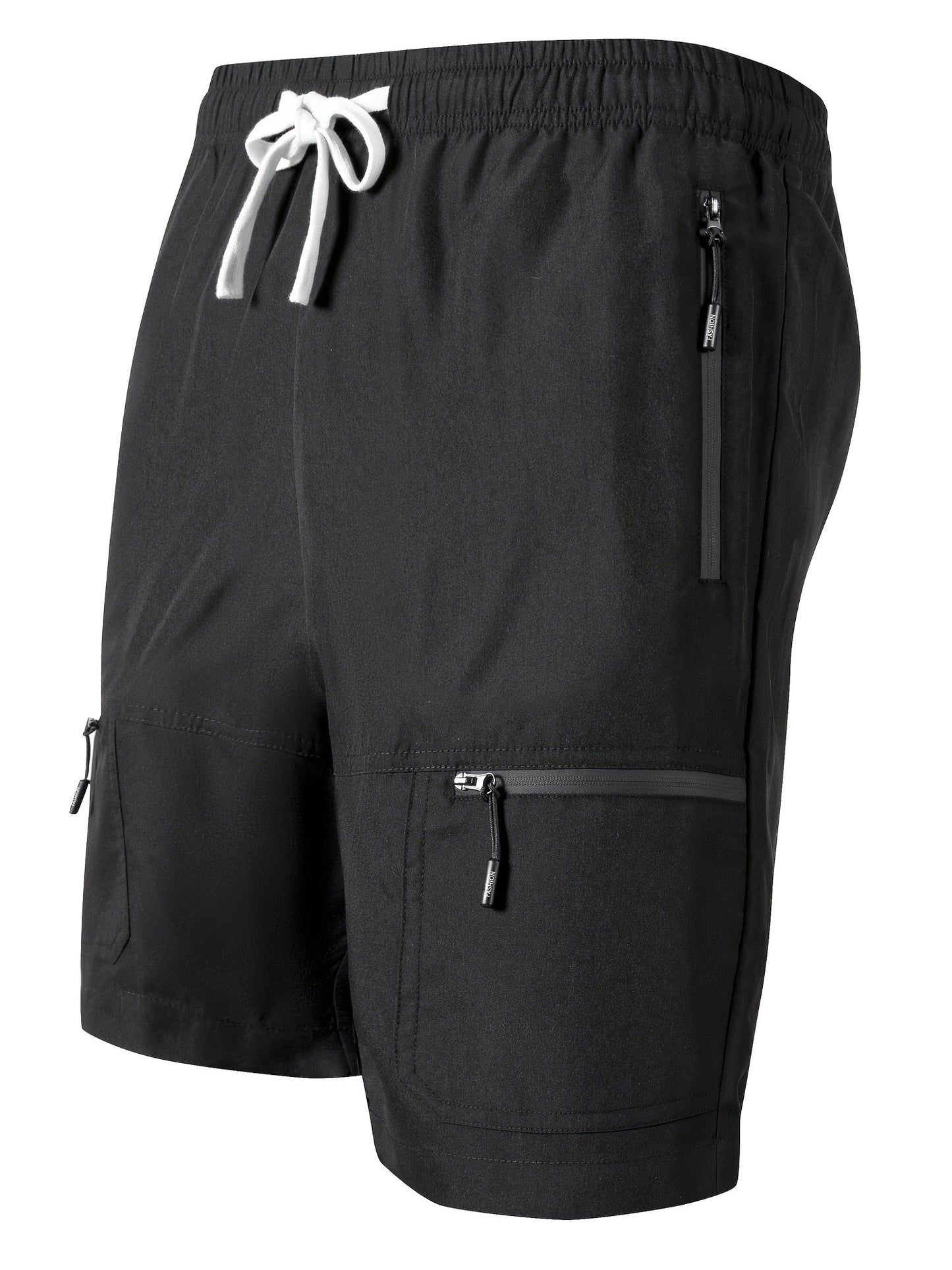 Men's Sports Shorts with Zipper Pockets and Drawstring – Perfect for Leisure and Fitness