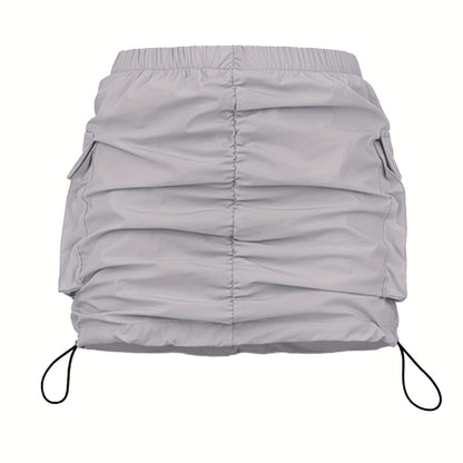 Damen Utility Minirock mit Kordelzug und Cargotaschen – Streetstyle Freizeitrock