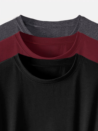 Women's Basic T-Shirt 3-Pack – Casual Crew Neck Shirts with Knot Detail, Short Sleeve, Everyday & Leisure