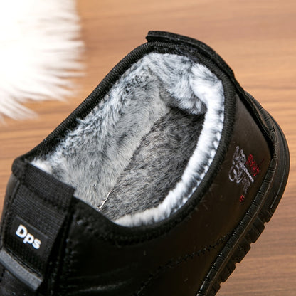 Men's lined black quilted winter slip-on shoes