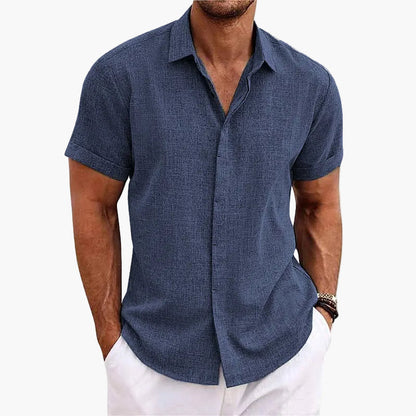 Men's Casual Short-Sleeve Shirt with Turn-Down Collar – Contemporary Summer Shirt for Everyday Life & Vacation