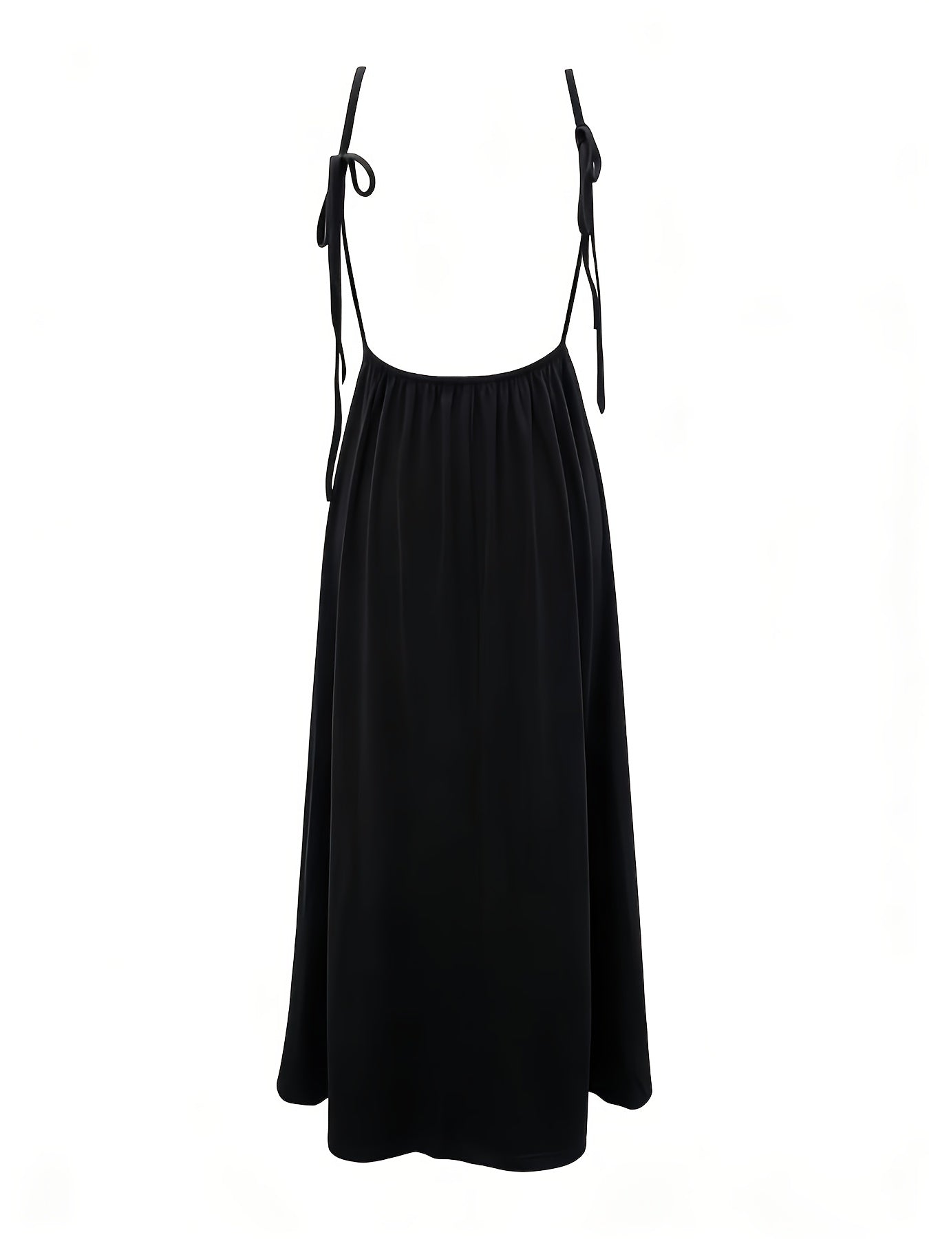Women's maxi dress with open back, spaghetti straps, and high leg slit – Elegant summer dress for parties & vacation