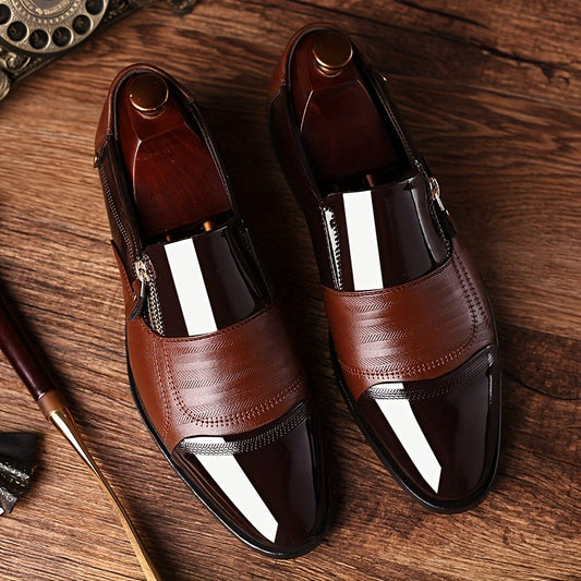 Men's Business Loafers Elegant with Zipper – Classic Dress Shoes for Office & Formal Occasions