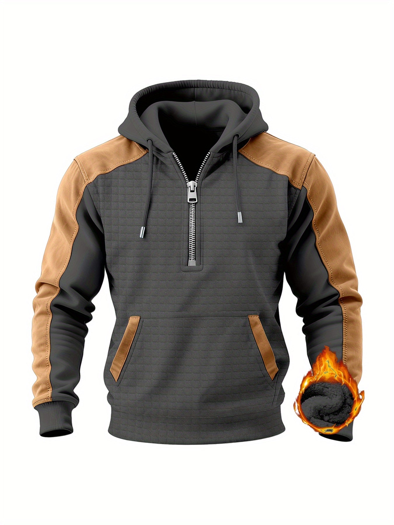 Herren Hoodie Halb-Reißverschluss Stepp-Optik Zweifarbig