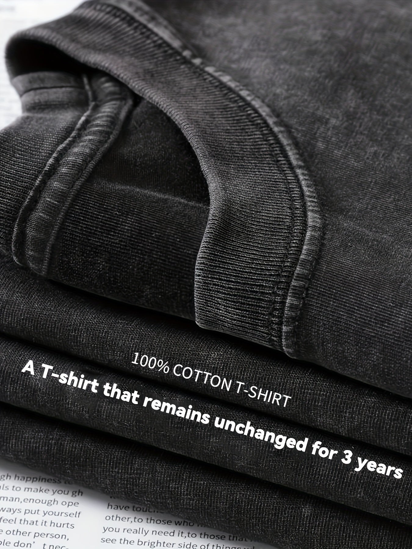 Unisex long-sleeve shirt with graphic print, acid-wash look, dark gray