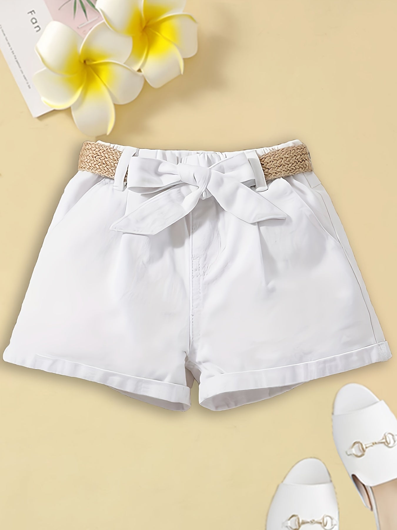 Women's High-Waist Paperbag Shorts with Belt and Bow – Elegant Summer Look