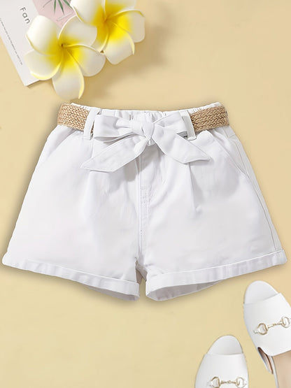 Women's High-Waist Paperbag Shorts with Belt and Bow – Elegant Summer Look