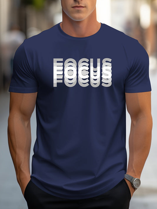 Men's T-Shirt with Trendy FOCUS Print – Urban Motivational Shirt for Leisure & Fitness